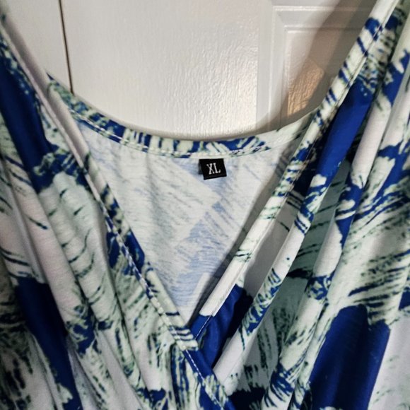 Nice Summer Dress, XL,  blue green and white. - Picture 7 of 10